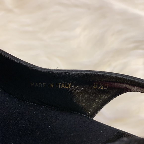 🆕 Loeffler Randall Made in Italy Slingback Black Satin and Wooden Heels - Picture 4 of 5